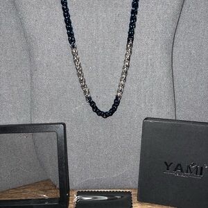 BRAND YAMI  HEAVY DUTY BLUE STAINLESS STEEL MEN’S DRESS NECKLACE. VERY POPULAR